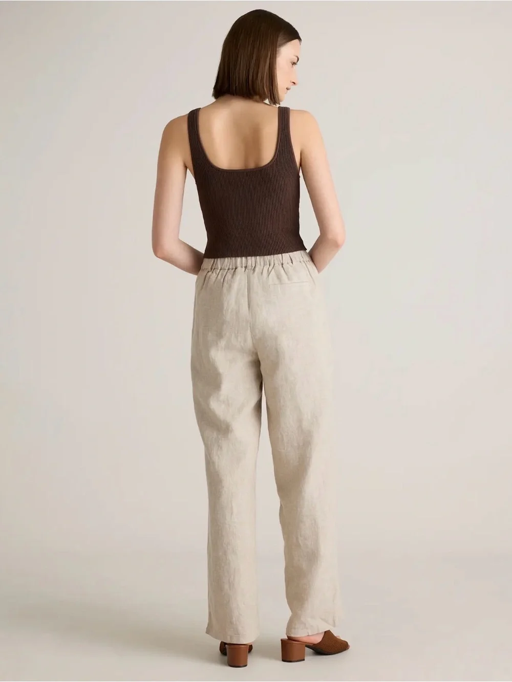 Quince European Linen Pleated Trouser in Flax Size 6